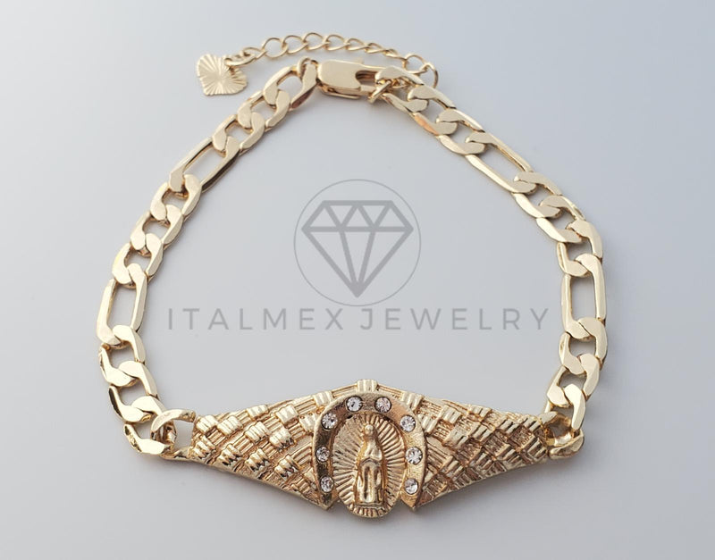 Esclava Elegante - 100253 - Diseño Herradura Virgen CZ Clara Oro Laminado 18K