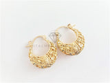 Arete Elegante - 102882 - Estilo Canasta con Virgen de Guadalupe Oro Laminado 18K