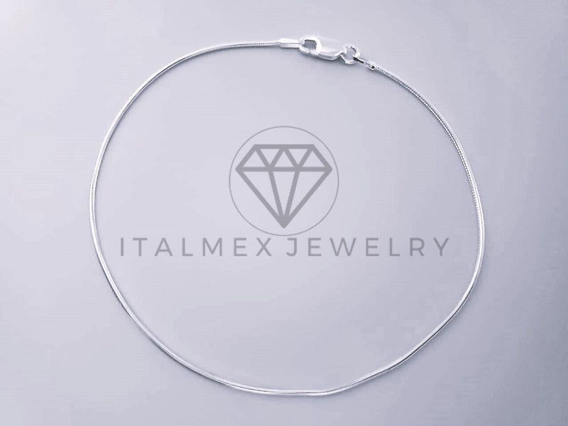Tobillera Clasica - 104280 - Diseño Cola de Rata 1.1mm/9" Plata Fina .925