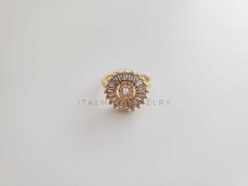 Anillo de Lujo - 102564 - Diseño Inicial "Q" con CZ Clara Oro Laminado 18K