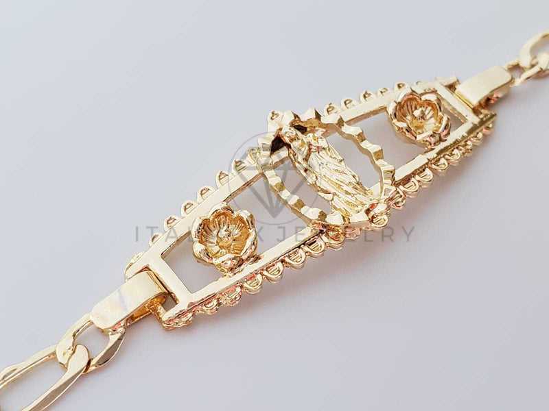 Esclava Elegante - 100201 - Diseño Virgen con Rosas Dorada Oro Laminado 18K