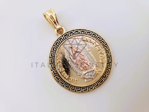 Dije Elegante - 104333 - Dije Moneda Virgen de Guadalupe Tamaño Mediano Oro Laminado 18K
