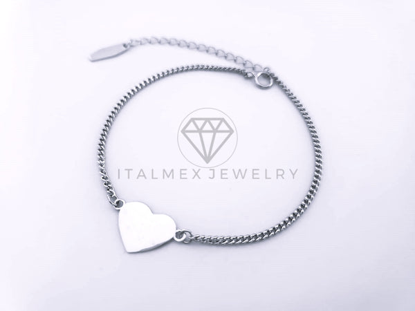 Pulsera de Lujo - 103614 - Diseño Corazón Liso Plata Fina .925