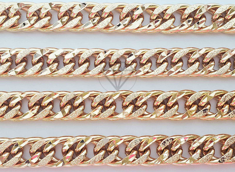 Pulsera de Lujo - 100296 - Diseño Cubana Diamantada 12mm Oro Laminado 18K
