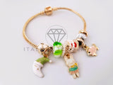 Pulsera Elegante - 104307 - Pulsera Estilo PDR Luna, Conejito y Pez Oro Laminado 18K