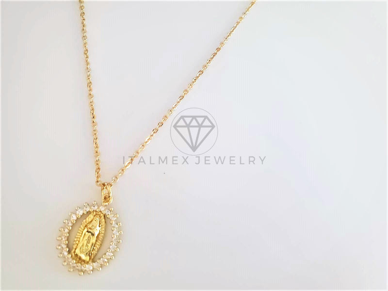 Collar Elegante - 103121 - Collar Virgen de Guadalupe CZ Clara Oro Laminado 18K