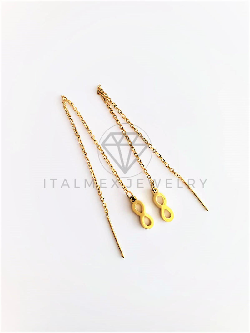 Arete de Lujo - 103156 - Arete Violador con Dije Infinito Oro Laminado 18K