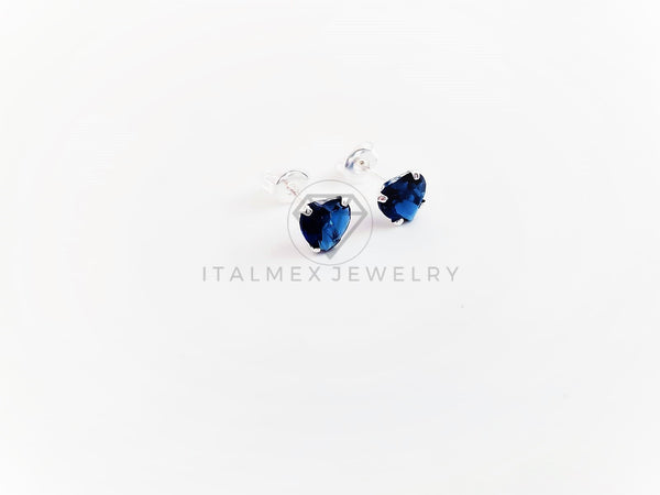 Broquel de Lujo - 102960 - Diseño Corazón 6mm CZ Azul Plata .925
