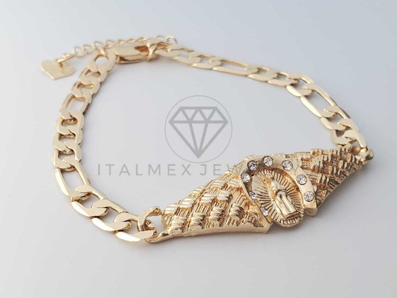 Esclava Elegante - 100253 - Diseño Herradura Virgen CZ Clara Oro Laminado 18K
