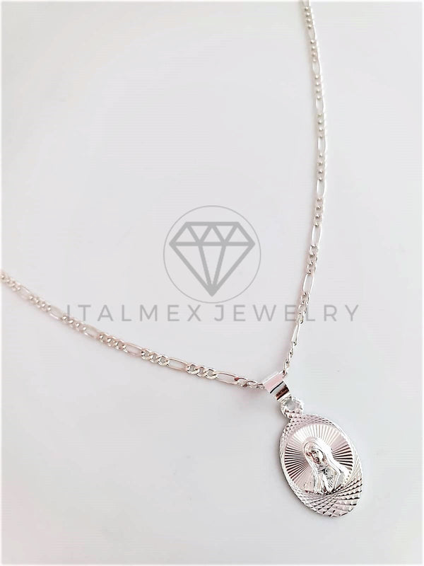 Dije Religioso - 102971 - Medalla Diamantada Oval Virgen Maria Plata Fina .925
