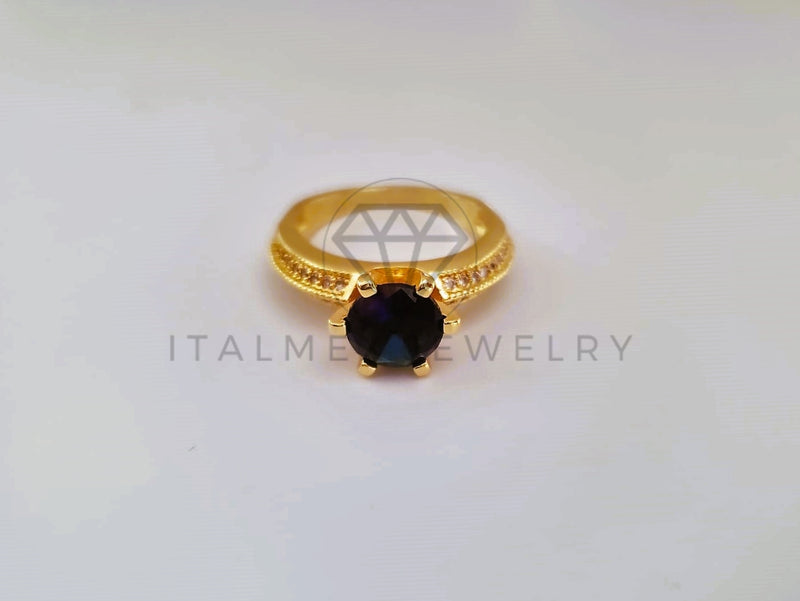Anillo de Lujo - 103912 - Anillo Clásico CZ Azul Oro Laminado 18K