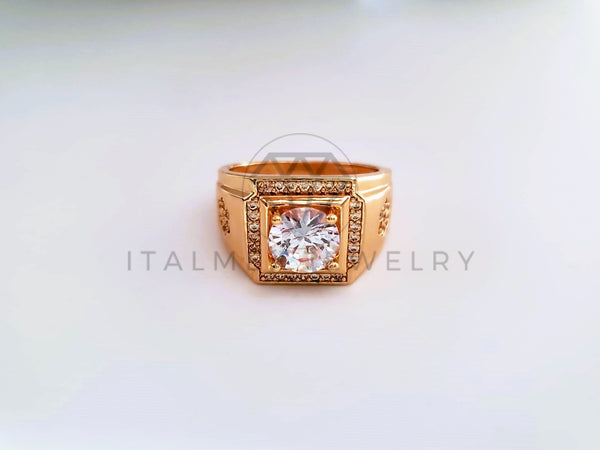 Anillo Caballero de Lujo - 103927 - Diseño Clásico CZ Clara Oro Laminado 18K