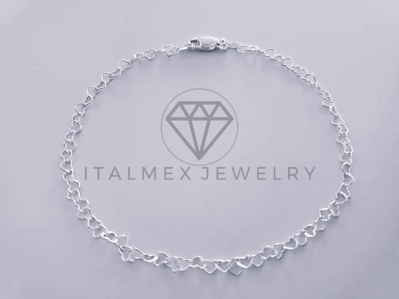 Pulsera de Lujo - 104452 - Diseño Corazon 3mm/8" Plata Fina .925