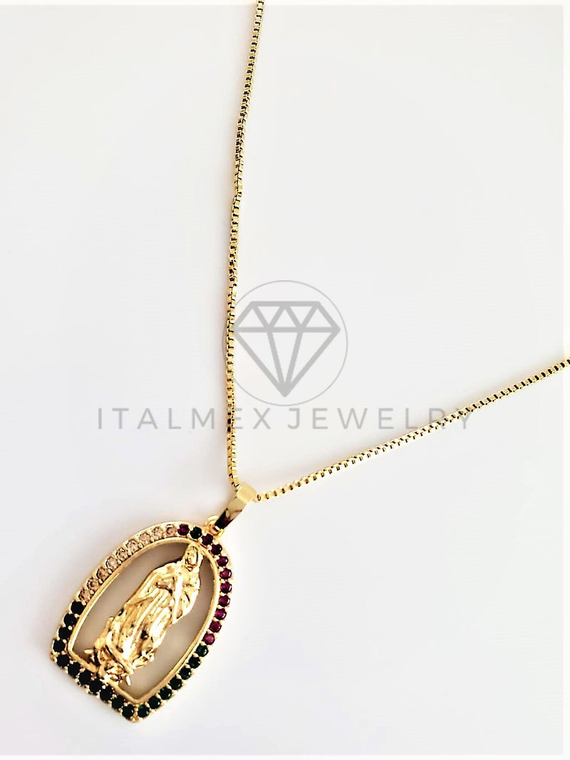 Dije Elegante - 102771 - Dije Virgen de Guadalupe CZ Color Tamaño Chico Oro Laminado 18K