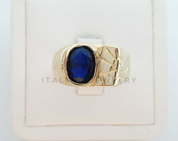 Anillo Caballero de Lujo - 101599 - Estilo Oval CZ Azul Oro Laminado 18K
