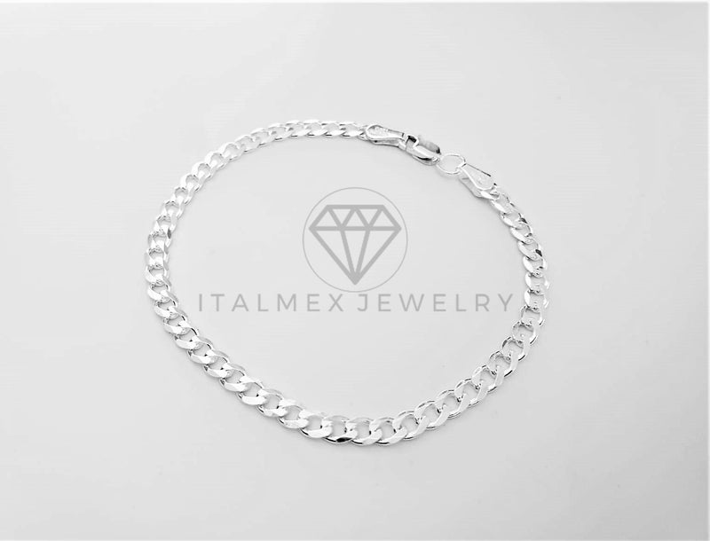 Pulsera de Lujo - 103265 - Diseño Cubana 4mm/8" Plata Fina .925