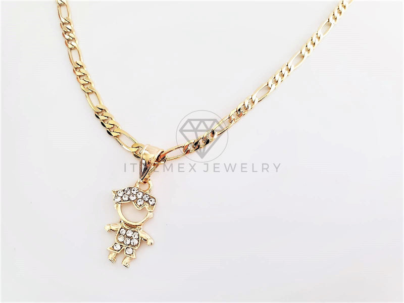 Dije Elegante - 102857 - Dije Niño CZ Clara Tamaño Chica Oro Laminado 18K