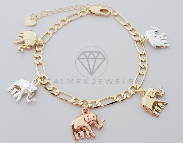 Pulsera Elegante - 100159 - Diseño de Elefantes 3 Colores Oro Laminado 18K
