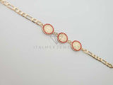 Pulsera Elegante - 100184 - Diseño de San Benito con CZ Roja Oro Laminado 18K