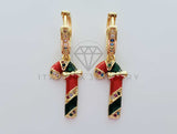 Arete de Lujo - 101980 - Diseño de Bastón Navideño CZ Color Oro Laminado 18K