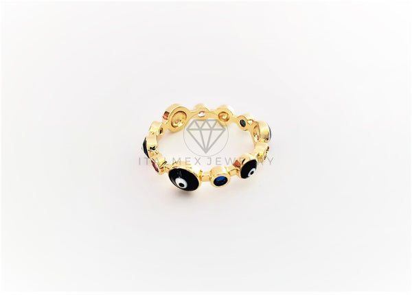 Anillo de Lujo - 103142 - Estilo Ojo Turco CZ Color Dorado Oro Laminado 18K