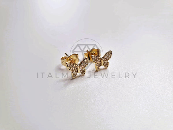 Broquel de Lujo - 103668 - Diseño de Mariposa CZ Clara Oro Laminado 18K