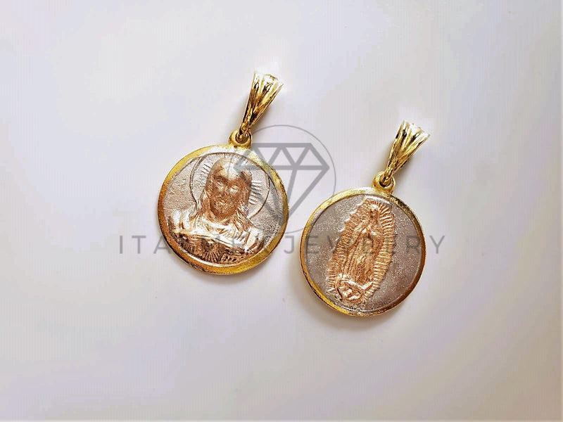 Dije Religioso - 104199 - Medalla Religiosa de Doble Cara Tamaño Mediano Oro Laminado 18K