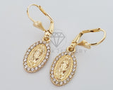 Arete Elegante - 100729 - Diseño de Virgen con CZ Clara Oro Laminado 18K