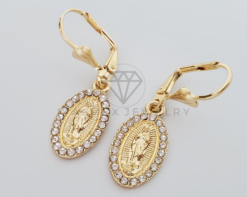 Arete Elegante - 100729 - Diseño de Virgen con CZ Clara Oro Laminado 18K