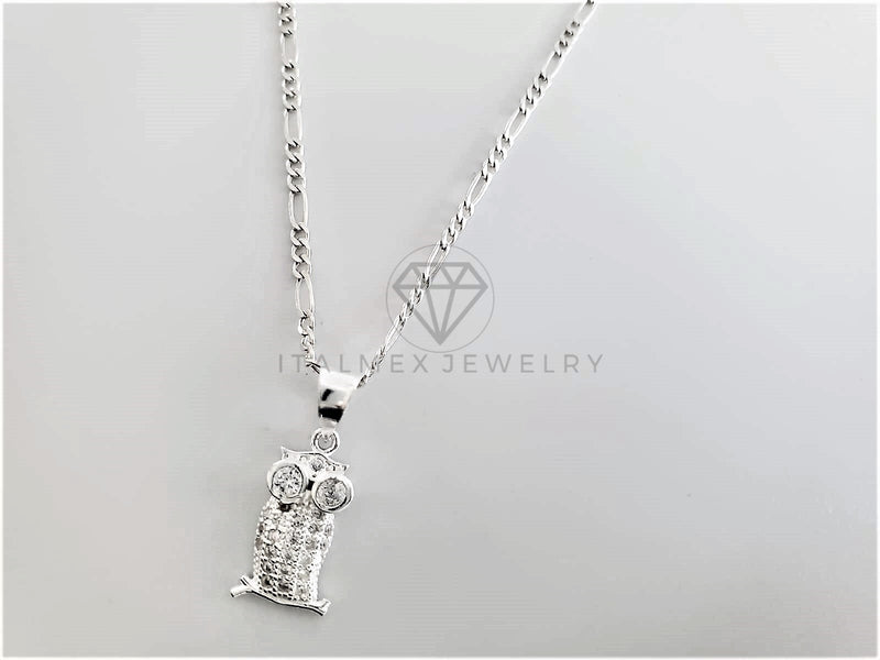 Dije No Religioso - 103249 - Diseño Búho CZ Clara Plata Fina .925