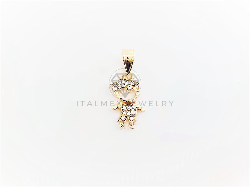 Dije Elegante - 102857 - Dije Niño CZ Clara Tamaño Chica Oro Laminado 18K