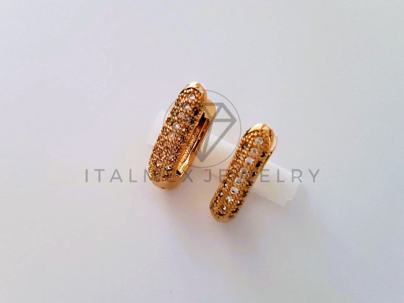 Arete de Lujo - 104646 - Huggie Clasico CZ Clara Oro Laminado 18K