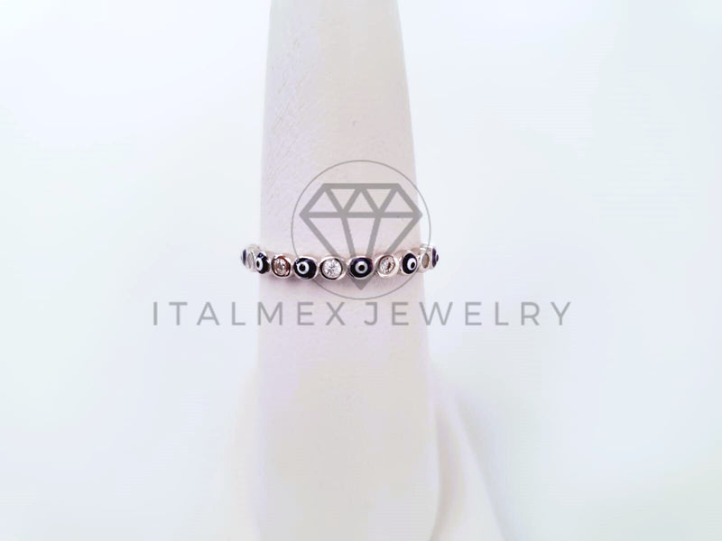 Anillo de Dama - 104439 - Anillo de Ojo Turco Azul Circonia Clara Plata .925