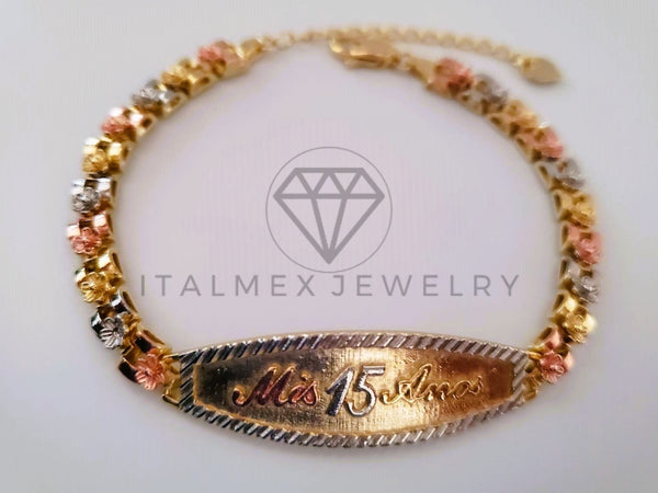 Esclava Elegante - 104516 - Diseño Mis 15 Años Oro Laminado 18K