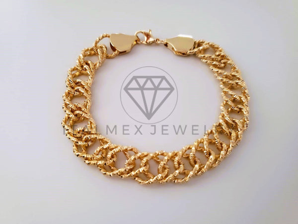 Pulsera Elegante - 104475 - Tejido Double Link Diamantada Oro Laminado 18K