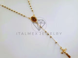 Rosario de Lujo - 104581 - Estilo Clásico Liso con Medalla Virgen Oro Laminado 18K