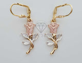 Arete de Lujo - 101339 - Diseño de Rosas 3 Oros Oro Laminado 18K