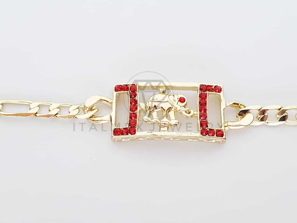 Esclava Elegante - 100249 - Diseño de Elefante CZ Roja Oro Laminado 18K