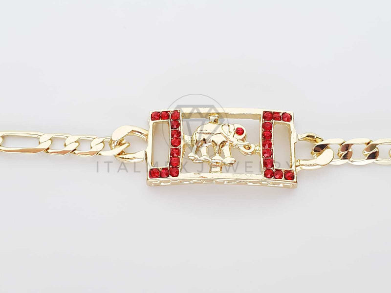 Esclava Elegante - 100249 - Diseño de Elefante CZ Roja Oro Laminado 18K