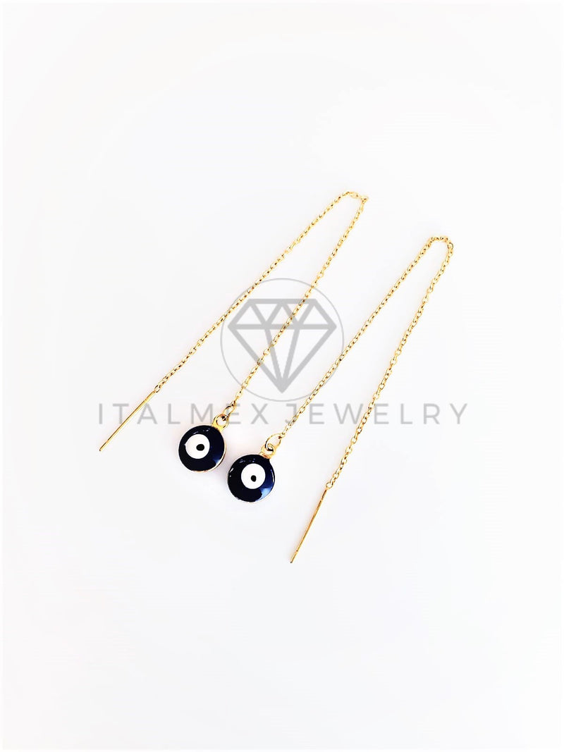 Arete de Lujo - 103158 - Arete Violador con Dije Ojo Turco Oro Laminado 18K