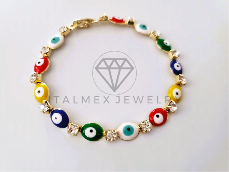 Pulsera Elegante - 104216 - Pulsera Ojo Turco Oval Colores Oro Laminado 18K