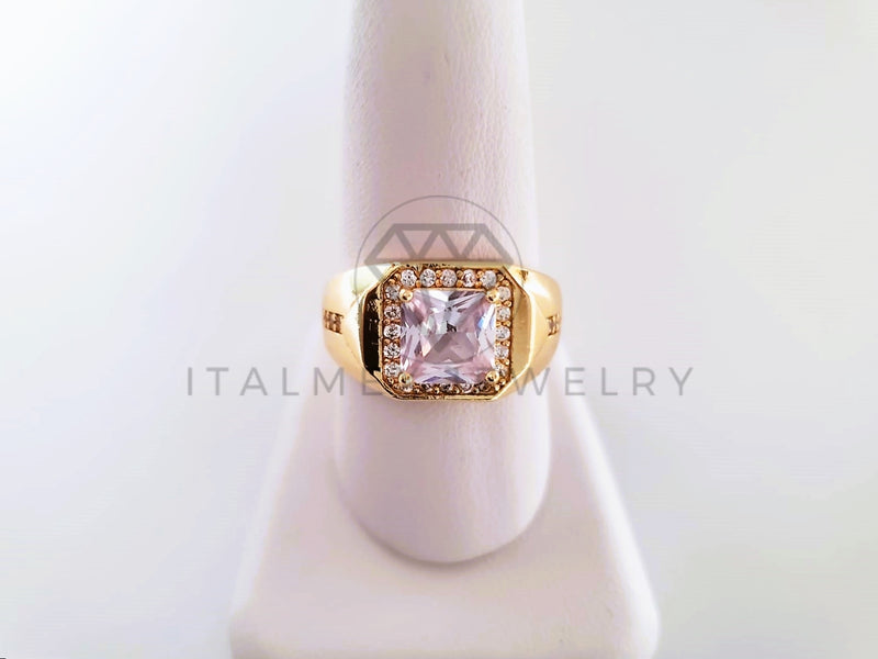 Anillo Caballero de Lujo - 103917 - Diseño Cuadrado CZ Clara Oro Laminado 18K