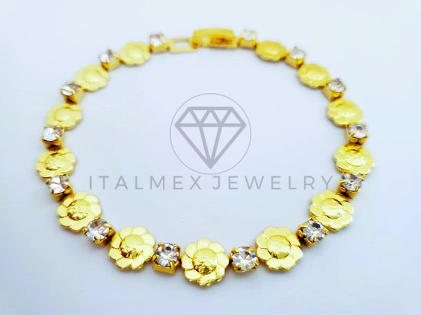 Pulsera Elegante - 103582 - Pulsera Girasol con Circonia Clara Oro Laminado 18K