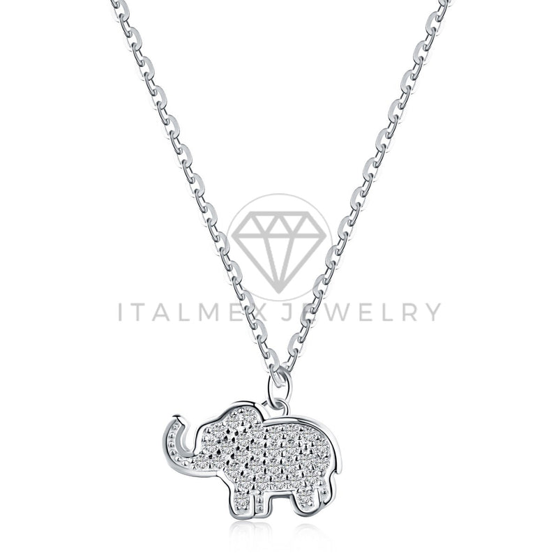 Collar de Lujo - 103636 - Estilo Elefante Circonia Clara Plata Fina .925