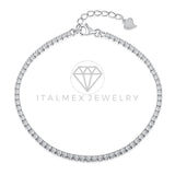 Pulsera de Lujo - 103609 - Diseño de Hilera Circonia Clara Plata Fina .925