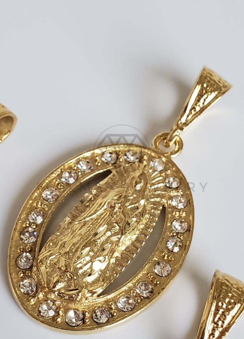Dije Religioso - 100445.446.447.448 - Medalla Virgen Bisel Circonia Oro Laminado 18K