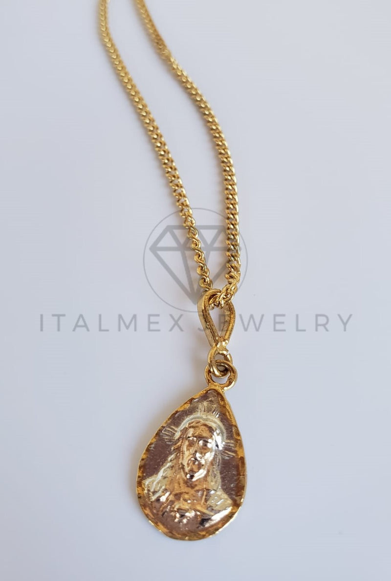 Dije Religioso - 100382 - Medalla Gota Sagrado Corazón Tamaño Mini Oro Laminado 18K