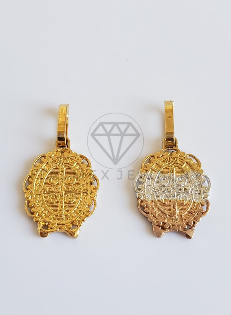 Dije Religioso - 100373/100375 - Medalla de San Benito Ovalada Tamaño Mini Oro Laminado 18K
