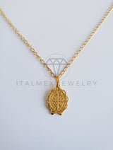 Dije Religioso - 100373/100375 - Medalla de San Benito Ovalada Tamaño Mini Oro Laminado 18K