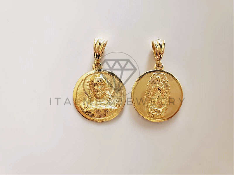 Dije Religioso - 104200 - Medalla Religiosa de Doble Cara Tamaño Mediano Oro Laminado 18K